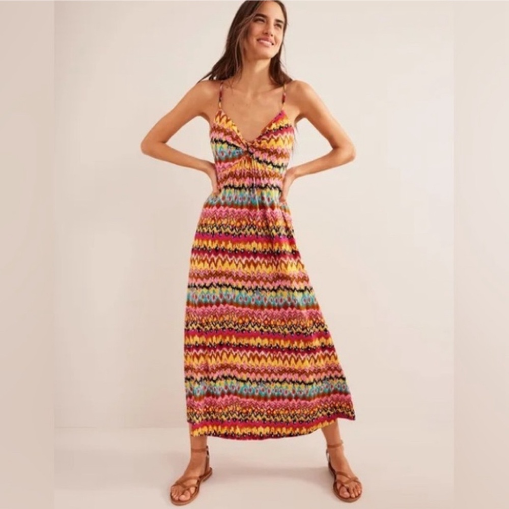 Boden Strappy Jersey Maxi Dress Ikat Print Southwestern Aztec Boho NWT Size 20